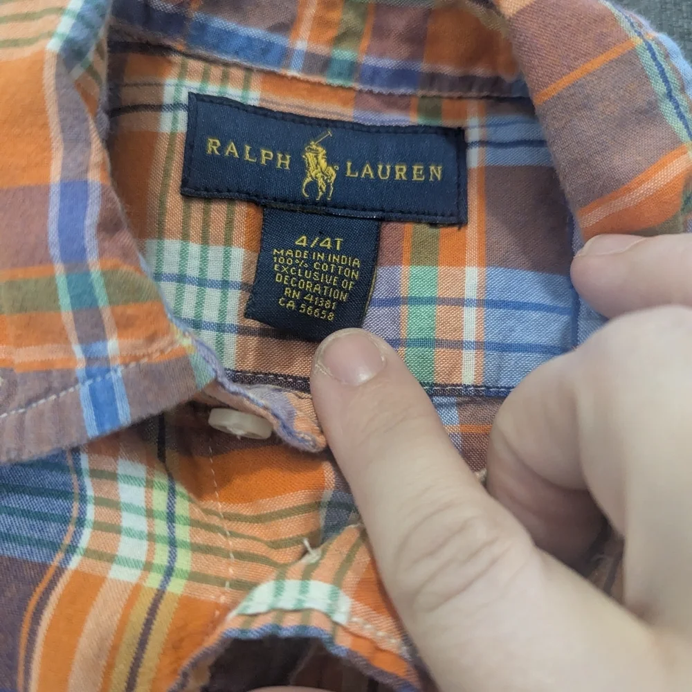 Ralph Lauren Kids Plaid Button-Down Shirt - Orange and Blue